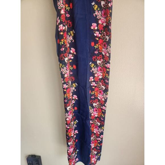 NWD Anthropologie Double-Strap Halter Column Floral Midi Dress Sz XS Navy GC211 - Picture 6 of 12